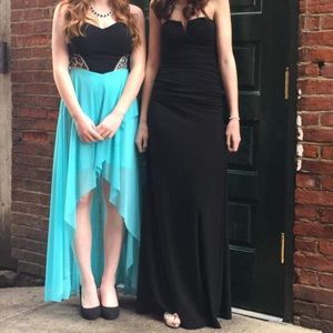 blue and black prom dress
